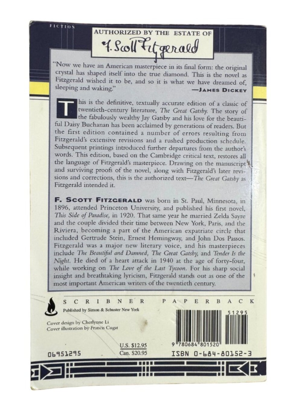 F. Scott Fitzgerald The Great Gatsby 2003 Authorized Text Scribner Paperback - Picture 2 of 3